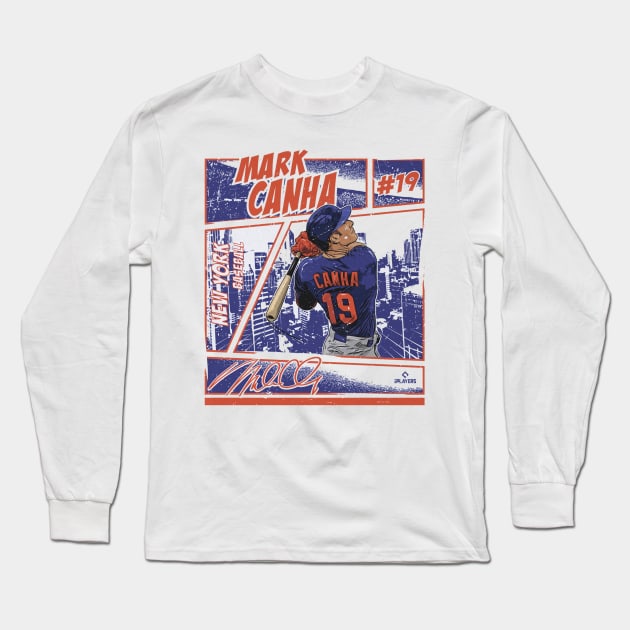 Mark Canha New York M Comic Long Sleeve T-Shirt by ganisfarhan